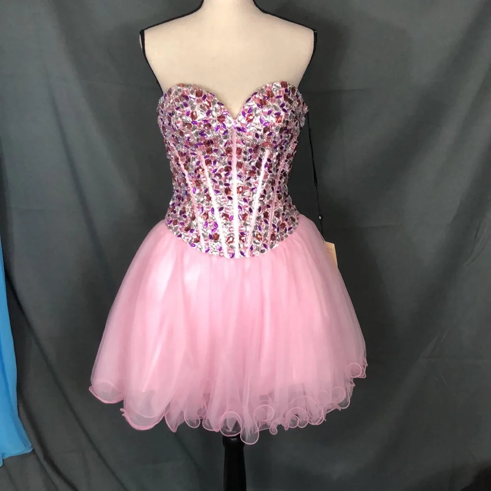 Alyce Paris Pink and Multicolor Sequin Prom Dress - Picture 1 of 12
